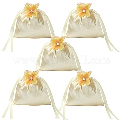Satin Cloth Drawstring Pouches with Flower&nbsp;ST-CJ0048-001B