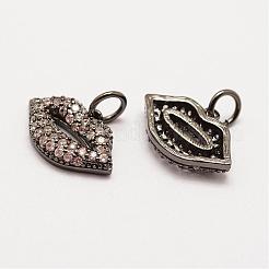 Brass Micro Pave Grade AAA Cubic Zirconia Charms&nbsp;ZIRC-G090-43-NR