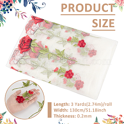 Polyester Rose Embroidery Lace Fabric&nbsp;DIY-WH0622-724A