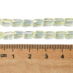 電気メッキガラスビーズセット  フル虹メッキ  多面カット  コラム  淡黄色  6x4mm  穴：0.9mm  約80個/連  20.31''（51.6センチメートル）&nbsp;GLAA-Q101-02A-FR02