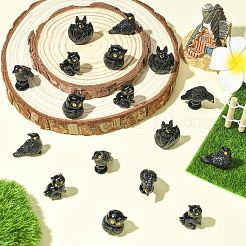 60個 6スタイル 樹脂製動物ディスプレイ装飾  マイクロランドスケープドールハウスアクセサリー  小道具の装飾のふりをする  ブラック  混合図形  20~27x17~27x12~16mm&nbsp;DJEW-CJZ0001-002