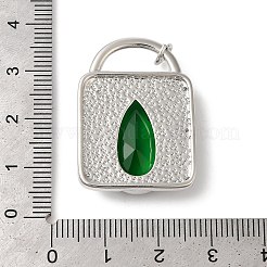 ロックラックメッキ真鍮ペンダント  ガラスと  長持ちメッキ  鉛フリー＆カドミウムフリー  グリーン  31.5x22.5x5.5mm  穴：3mm&nbsp;KK-U022-09P-03