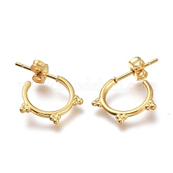 304ステンレススチールハーフフープピアス  スタッドのピアス  耳ナッツ  ゴールドカラー  14.5x14x1.4mm  ピン：0.7mm&nbsp;EJEW-H100-08G