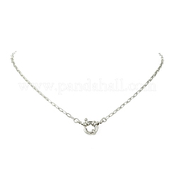 2.5mm 304ステンレススチールペーパークリップチェーンネックレス  真鍮スプリングリングの留め金と  プラチナ＆ステンレス鋼色  17.01インチ（43.2cm）&nbsp;NJEW-JN06449-02