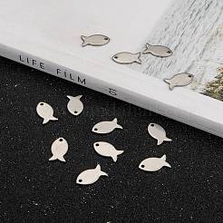 変色しにくい304ステンレススチール製の魚チャーム  ステンレス鋼色  13x7x1mm  穴：1mm&nbsp;LS-STAS-M037-08
