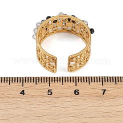 304ステンレススチール製カフリング、ガラスクリスタル付き  女性のための  ゴールドカラー  10mm  内径：19mm&nbsp;RJEW-V010-03G