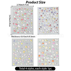4Pcs 4 Styles Flower Pattern Self Adhesive PET Nail Art Stickers Decals&nbsp;MRMJ-SP0001-19