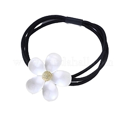 伸縮性のある繊維のヘアタイ3個  アクリルの花と  ブラック  65x29mm&nbsp;PW-WGE819B-01