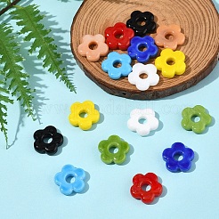 16個8色手作りランプワークビーズ  花  ミックスカラー  15~16x16x3.5~4.5mm  穴：4.5~5mm  2個/カラー&nbsp;LAMP-FS0001-27