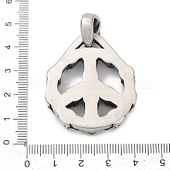 316サージカルステンレスペンダント  ドクロのチャームが付いたピースサイン  アンティークシルバー  41x35x6mm  穴：6x5.5mm&nbsp;STAS-D304-32AS