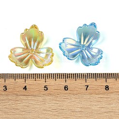 UVメッキアクリルビーズキャップ  虹色の  花/葉  ミックスカラー  22x21x7mm  穴：2mm  約1000個/500g&nbsp;OACR-B025-01A