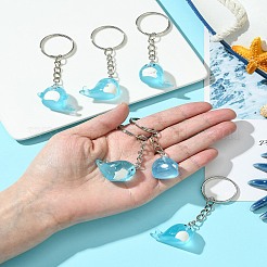 蓄光樹脂キーホルダー6個  鉄のリング付き  魚  ライトスカイブルー  7.5~8cm  6個/セット&nbsp;KEYC-FS00020
