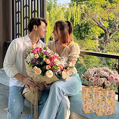 16Pcs 4 Styles Flower Print Paper Bags with Handles&nbsp;ABAG-BBC0001-30