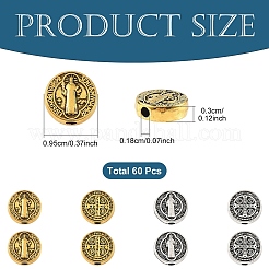 60Pcs 2 Colors Tibetan Style Alloy Beads&nbsp;FIND-YW0012-91