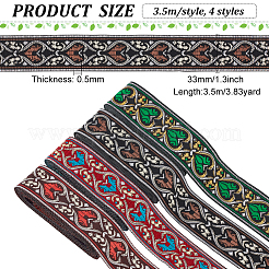 14M 4 Styles Ethnic Style Embroidery Polyester Ribbons&nbsp;OCOR-FG0001-46