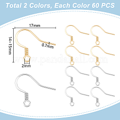 120Pcs 2 Colors 304 Stainless Steel French Hooks with Coil&nbsp;STAS-UN0054-47