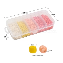1900個5色ベーキングペイントガラスシードビーズ  8/0  オレンジ  3~3.5mm  穴：1~1.2mm  18グラム  約380PCS /カラー&nbsp;SEED-YW0001-76B