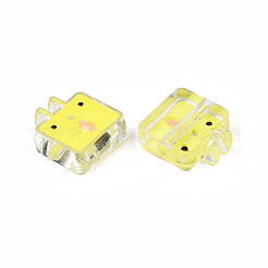 透明なアクリルビーズ  エナメル  兎  シャンパンイエロー  24x22x8mm  穴：3mm&nbsp;LS-ACRC-S039-10C