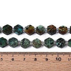天然アフリカンターコイズ（ジャスパー）ビーズ連売り  六角  シードビーズで  8~10x8~10x4~5mm  穴：0.9~1mm  約18~19個/連  7.68~8.07''（19.5~20.5センチメートル）&nbsp;G-P534-A26-01