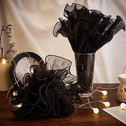 2袋プリーツガーゼ糸の花束ラッピング包装  装飾を与える母の日の贈り物に適しています  ブラック  4572x280mm  5ヤード/袋&nbsp;OP-NB0001-13A