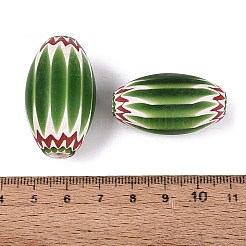 手作りのミルフィオリガラス樽ビーズ  シェブロンビーズ  オリーブドラブ  29~36x18~25mm  穴：2~8mm&nbsp;LS-LA-N002-28A
