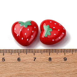 不透明なアクリルビーズ  フルーツ入りハート  苺  17x18x8.5mm  穴：1.6mm&nbsp;X-MACR-V001-01E