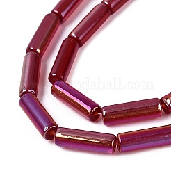 電気メッキ透明ガラスビーズ連売り  チューブ  ABカラーメッキ  暗赤色  13~13.5x4~4.5mm  穴：0.5~0.8mm  約27~30個/連  13.98~15.75インチ（35.5~40cm）&nbsp;EGLA-Q132-02A-C01