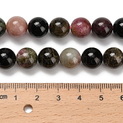 天然の多色トルマリンビーズ  ラウンド  グレードA  10~10.5mm  穴：1mm  約37~39個/連  15.35インチ（39cm）&nbsp;G-C259-B05-10mm