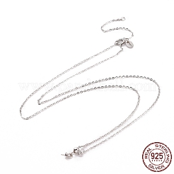 Rhodium Plated 925 Sterling Silver Cable Chains Necklace Making&nbsp;STER-I021-06P