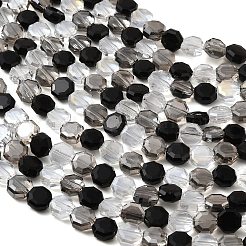 電気メッキガラスビーズ連売り  八角形  多面カット  ブラック  7.5x8x4mm  穴：1.3mm  約56個/連  16.57''（42.1センチメートル）&nbsp;EGLA-A048-01A-06