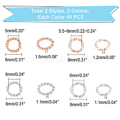 160Pcs 2 Color 304 Stainless Steel Open Jump Rings&nbsp;STAS-DC0005-93