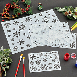 クリスマステーマのプラスチック製くり抜き描画ステンシルテンプレート6個、3スタイル  スクラップブック、布地、タイル、床、家具、木材の塗装用  スノーフレーク  178~376x127~260x0.3mm  2個/スタイル&nbsp;DIY-GF0009-92