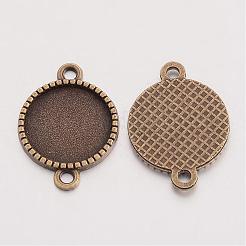 Tibetan Style Alloy Flat Round Cabochon Connector Settings&nbsp;TIBE-Q038-001C-AB-NR