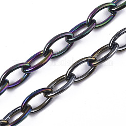 アクリル不透明アズキチェーン  ABカラー  馬の目  ブラック  13x8x2mm  18.5インチ〜19.29インチ（47~49cm）/連&nbsp;PACR-N009-001A