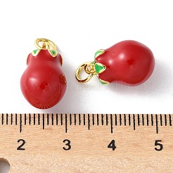 真鍮製エナメルペンダント  丸カン付き  長持ちメッキ  カドミウムフリー＆鉛フリー  ラックめっき  18KGP本金メッキ  フルーツチャーム  ザクロ  16x10mm  穴：3.5mm&nbsp;KK-A252-38G-04
