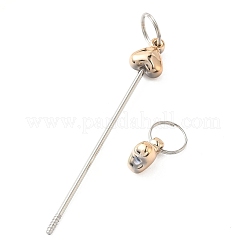 アイロンビーズキーホルダーバー  プラスチックのハートビーズ付き  DIYキーホルダー用  プラチナ  ミックスカラー  81x11.5x7mm  丸カン：12x1.5ミリ  内径：10.5mm&nbsp;IFIN-F164-02