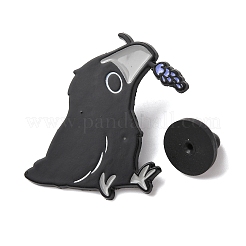 Raven with Flower Enamel Pins&nbsp;JEWB-A038-07C-EB
