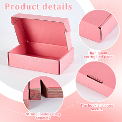 厚紙紙の配送用ボックス  郵送用折りたたみボックス  長方形  ピンク  15x10x4cm&nbsp;CON-WH0106-24B