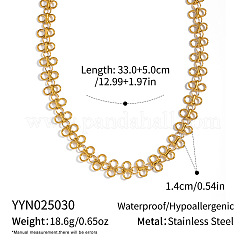 ヨーロピアンスタイルの304ステンレススチール製四つ葉のクローバーリンクチェーンネックレス（女性用）  18KGP本金メッキ  12.99インチ（33cm）&nbsp;IC5351-1