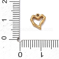 304ステンレススチールチャーム  ハートチャーム  切り取る  ゴールドカラー  8.5x8x2mm  穴：0.8mm&nbsp;SA-B007-02G-D
