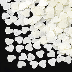 装飾アクセサリー  ポリ塩化ビニールのプラスチック製のスパンコール/スパンコールビーズ  蓄光  ハート  淡黄色  4x4.5x0.2mm  約5400個/36g&nbsp;LS-PVC-T003-12A