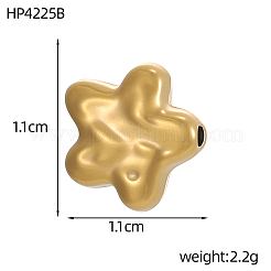 304ステンレス鋼のハンマービーズ  スター  長持ちメッキ  イオンプレーティング（ip）  18KGP本金メッキ  11x11mm  穴：1mm&nbsp;STAS-OY012-12G