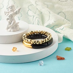 分厚いチューブビーズストレッチbraeletesセット  ナゲッツビーズブレスレット  女性のためのアクリル＆ccbプラスチックビーズブレスレット  ゴールド  内径：2インチ（5cm）  2個/セット&nbsp;X-BJEW-JB07321