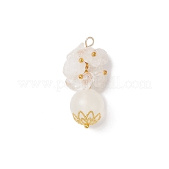 3Pcs 3 Styles Cherry Quartz Glass & Natural Amethyst & Rose Quartz & Selenite & Quartz Crystal Chip Round Pendants&nbsp;PALLOY-JF04288