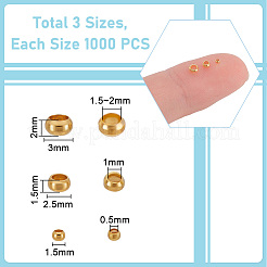 3000Pcs 3 Styles Rondelle Brass Crimp Beads&nbsp;KK-UN0005-76G