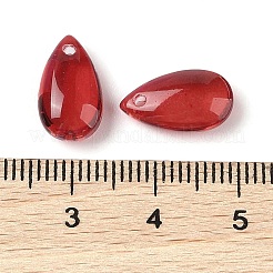クリアガラスチャーム  ティアドロップ  暗赤色  14x8x5.2mm  穴：1.2mm  10個/セット&nbsp;GLAA-U002-01F