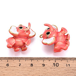 304ステンレススチールエナメルペンダント  象  イオンプレーティング（ip）  18KGP本金メッキ  鮭色  26x29x15mm  穴：2mm&nbsp;STAS-T068-12