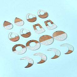 16Pcs 8 Styles Epoxy Resin & Walnut Wood Pendants&nbsp;RESI-FS0001-87