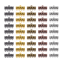 125 個 5 スタイルチベットスタイル合金シャンデリアコンポーネントリンク  花コネクタ付き長方形  ミックスカラー  11x20x2.5mm  穴：1.6mm  約25個/スタイル&nbsp;FIND-PH0025-32