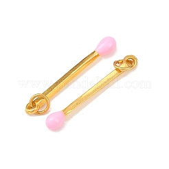 合金エナメルチャーム  丸カン付き  マッチチャーム  ゴールドカラー  パールピンク  29x4mm  穴：4mm&nbsp;FIND-WH0139-472G-08